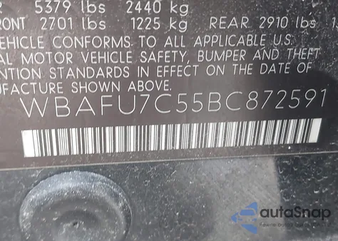 2011 BMW 535I xDrive from USA, damaged, VIN WBAFU7C55BC872591